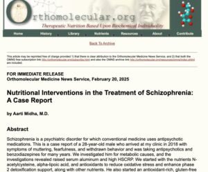 Nutritional Interventions in the Treatment of Schizophrenia: A Case Report