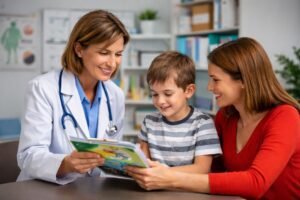 Functional medicine practitioner working with a child with autism